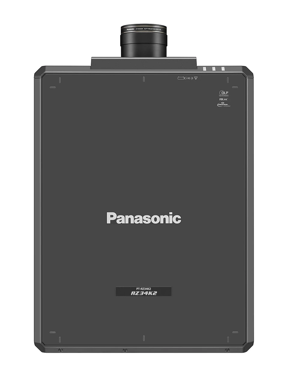 Dieses Bild zeigt den Projektor Panasonic PT-RZ34K2. Die Kamera zeigt den Projektor von oben.