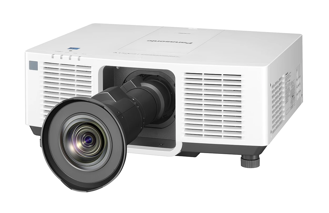 This image shows the projector Panasonic PT-MZ880W. A suitable lens 1.